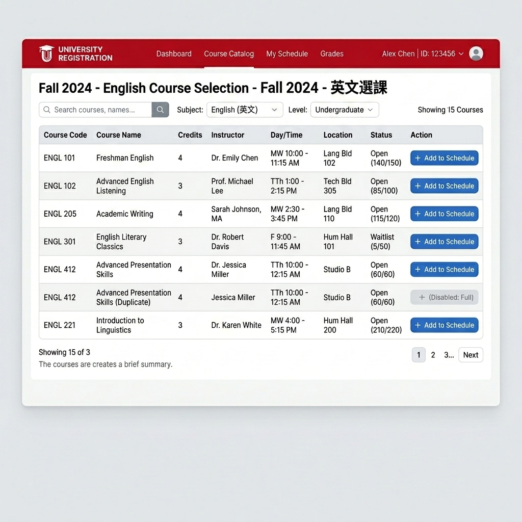 英文選課系統